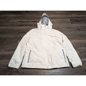 Columbia Interchange Omni-Tech Jacket Womens XL White Gray Hooded